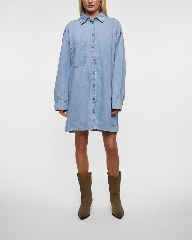 7 For All Mankind Klänning Overshirt Maxi Ljusblå S