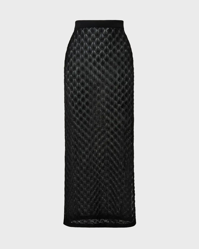 Malina Skirt Fannie Pointelle Knitted Maxi Black L
