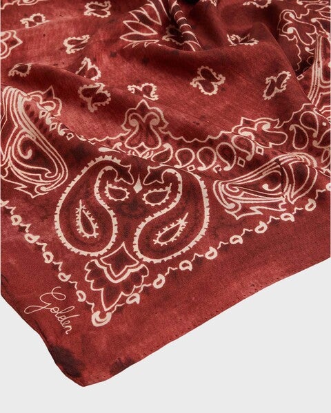 GOLDEN FOULARD PAISLEY PRINT SILK mörkröd U 2