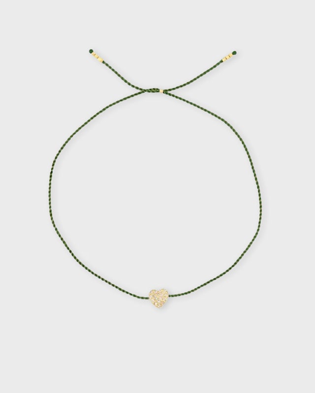 CBYC Armband Gold Diamond Heart Tiny Mörkgrön ONESIZE