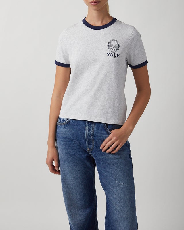Sporty & Rich T-shirt Yale Crest Ringer  Grey S