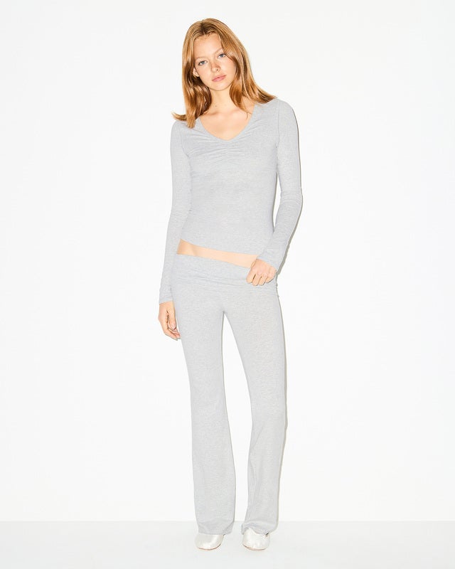 Skims Pants Cotton Jersey Foldover Light Heather Grey S