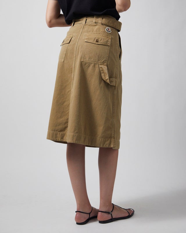 Moncler Skirt Belted Cotton Midi Beige L