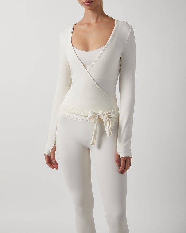 Sisterly tribe Top Soft Ballet Wrap  Offwhite S