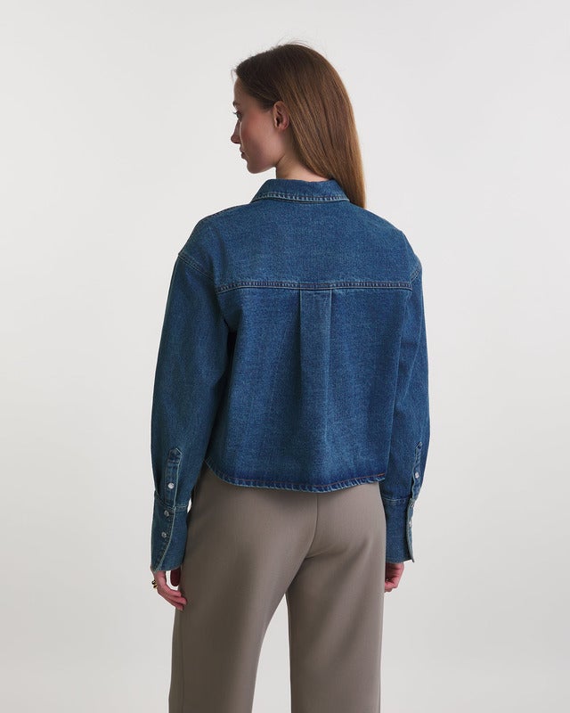 Wakakuu Icons Shirt Alie Cropped Denim Blå S