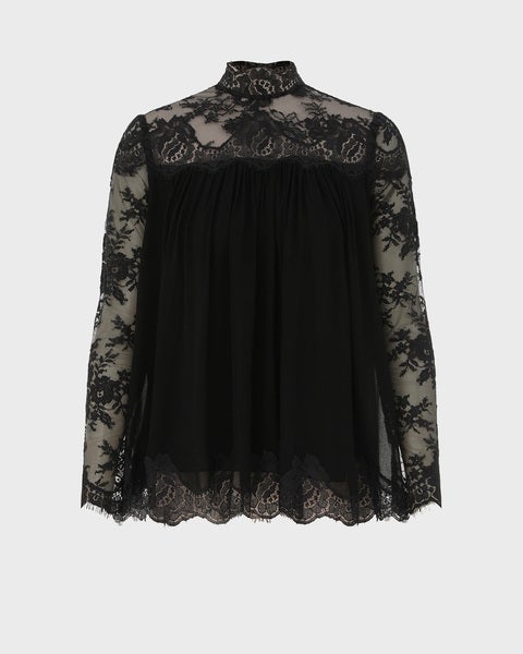 Hypnotic Lace Yoke Top Black 1