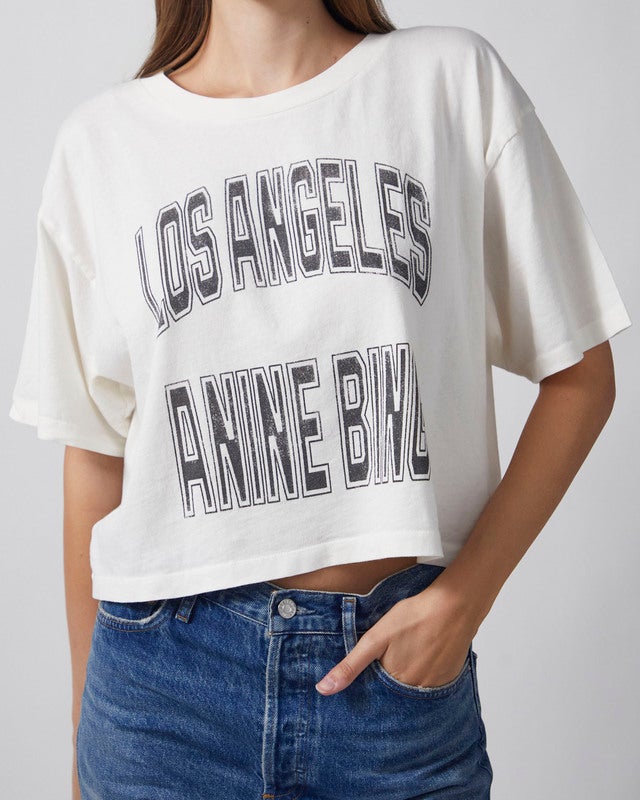 Anine Bing T-shirt Johnny Cropped Ecru XS