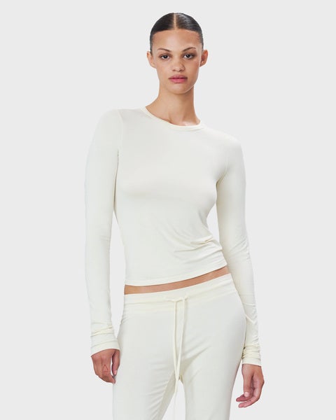 Top Fitted Crewneck Long Sleeve Cream 2