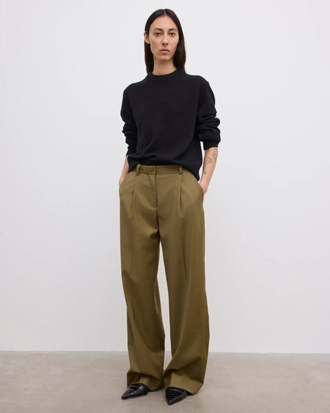 Trousers Relaxed Wool Olive 2
