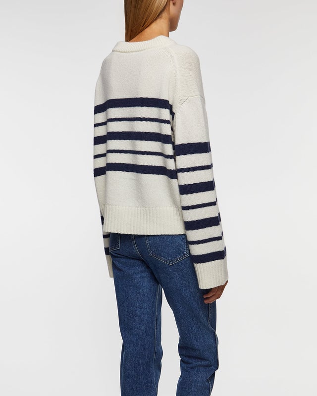 Wakakuu Icons Sweater Dublin Striped Wool Cashmere Blue/White L