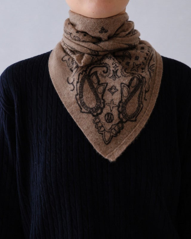Le Scarf Scarf Cashmere Paisley Greige 65x65 ONESIZE