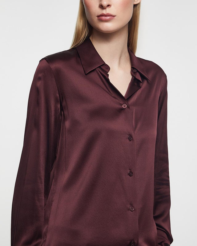 Filippa K Shirt Silk Burgundy 40