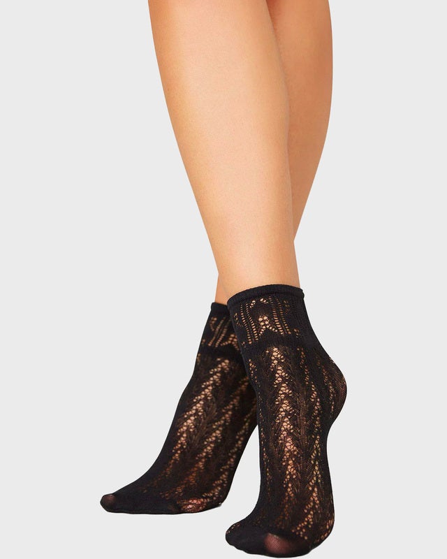 Swedish Stockings Socks Erica Crochet  Black ONESIZE