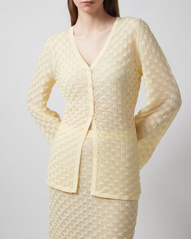 Malina Cardigan Ayla Pointelle Knitted Light Yellow XXS