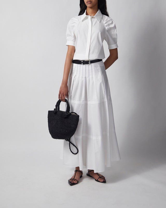 Max Mara Studio Skirt Long Cotton Poplin White IT 44 (EUR M-L)