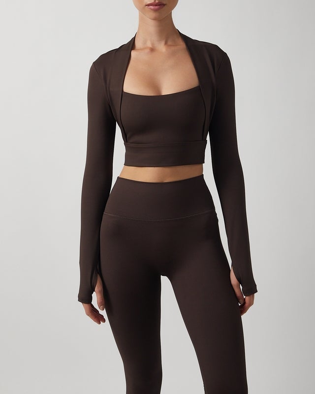 Sisterly tribe Top Softsculpt Bolero Long Sleeve Espresso M