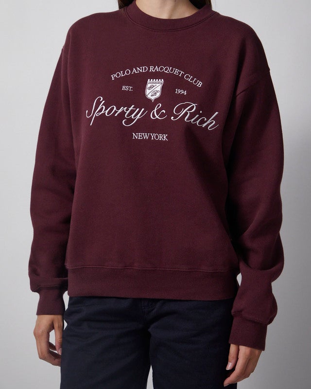 Sporty & Rich Crewneck Syracuse Embroidered Bordeaux L