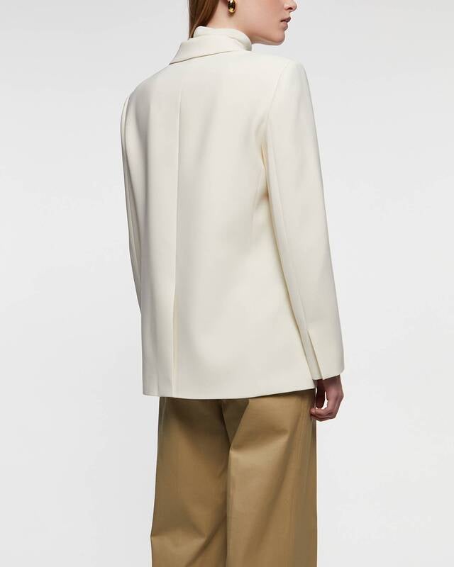 Theory Blazer Relaxed Double-Breasted Crepe Beige US 8 (EUR 40)