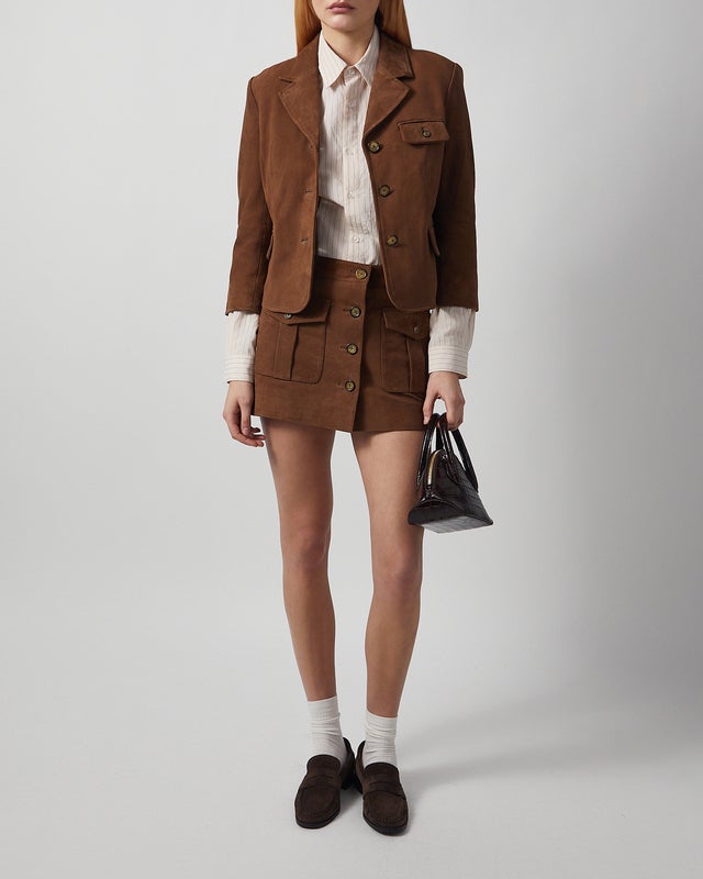 The Garment Jacket Suede Fitted Dark green UK 8 (EUR 36)