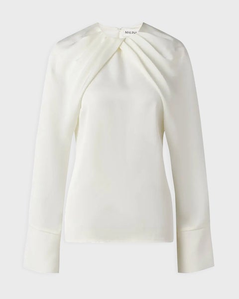 Blouse Evie Pleated Neckline Offwhite 1