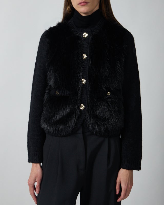 Moncler Cardigan Padded Alpaca & Wool Blend Black L