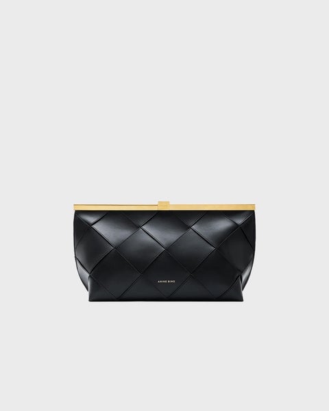 ANINE CLUTCH BRAIDED LEATHER - BLACK svart ONESIZE 1