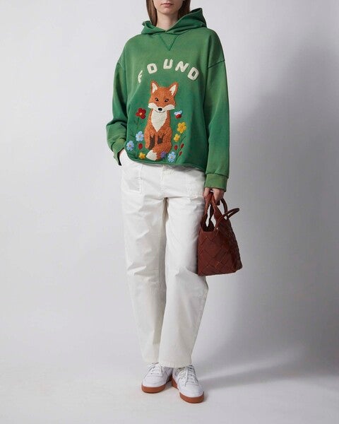 Huvtröja Wildlife Embroidered Unisex Green 2
