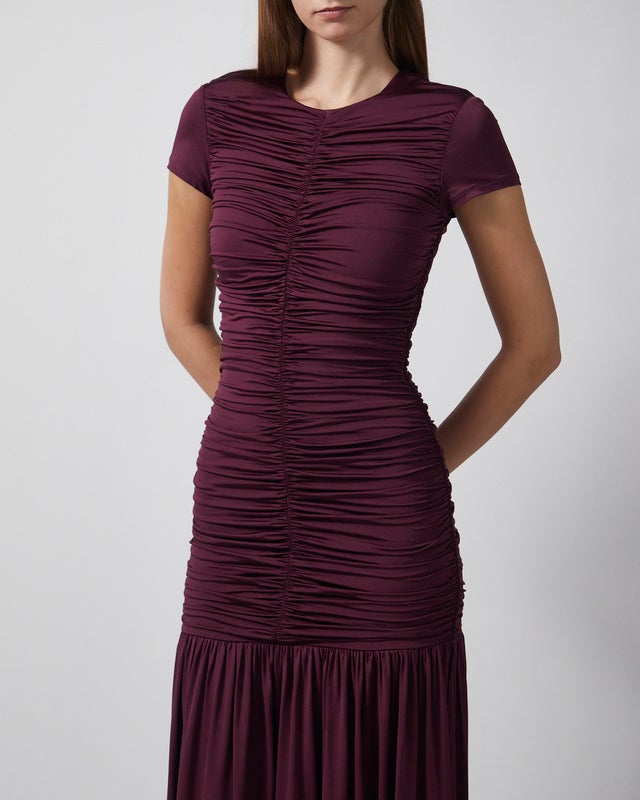 ROTATE  Dress Gathered Maxi Burgundy 40