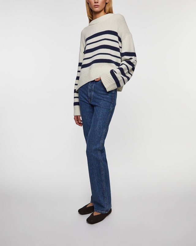 Wakakuu Icons Sweater Dublin Striped Wool Cashmere Blue/White L