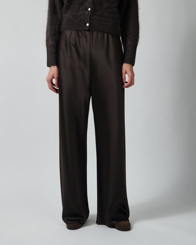 Almada Trousers Bias Satin Pants Chocolate XS