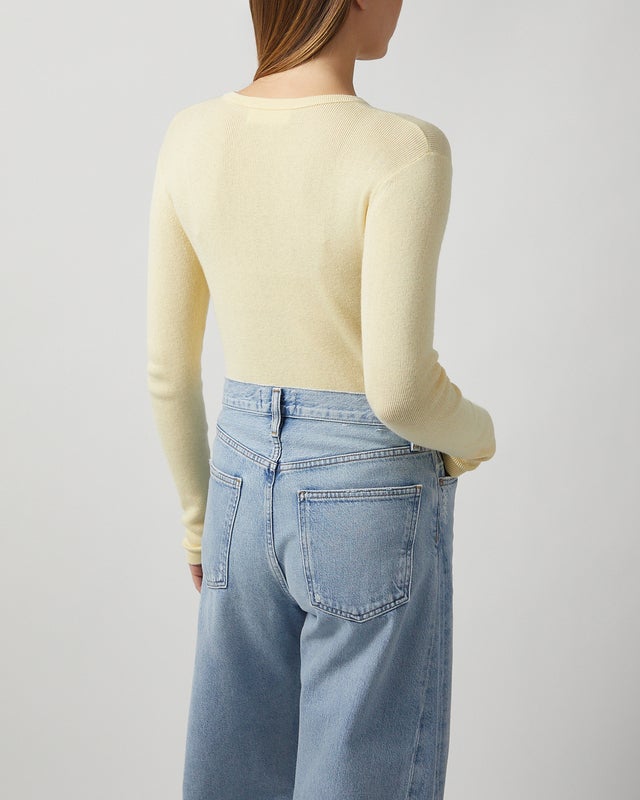 LISA YANG T-Shirt Long Sleeve Vivian Cashmere Light yellow 1 (S-M)