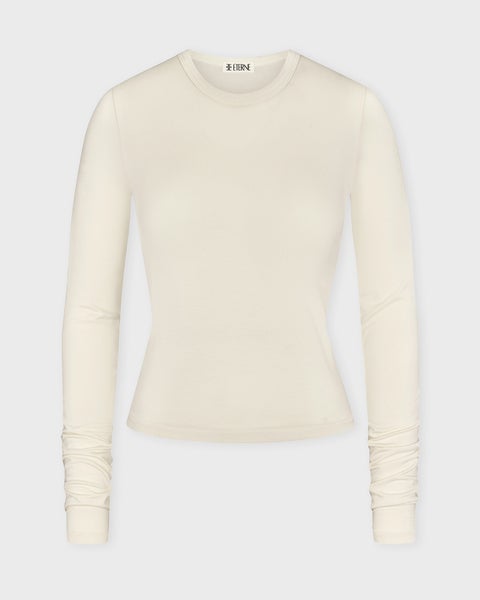 Top Fitted Crewneck Long Sleeve Cream 1