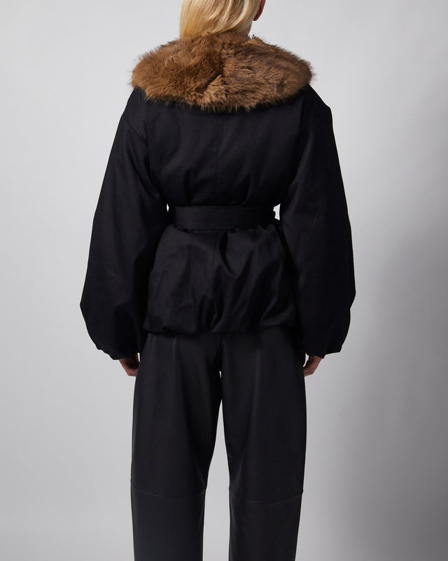 ROTATE  Jacket Faux Fur Collar Black 36