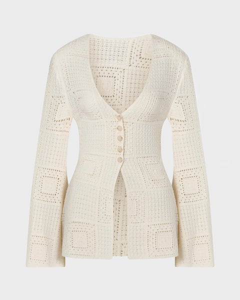 Cardigan Mirella Fitted Crochet Vanilla 1