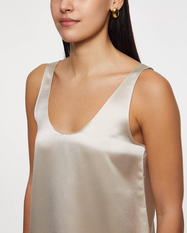 Almada Label  Top Romy Satin Tank  Pearl L