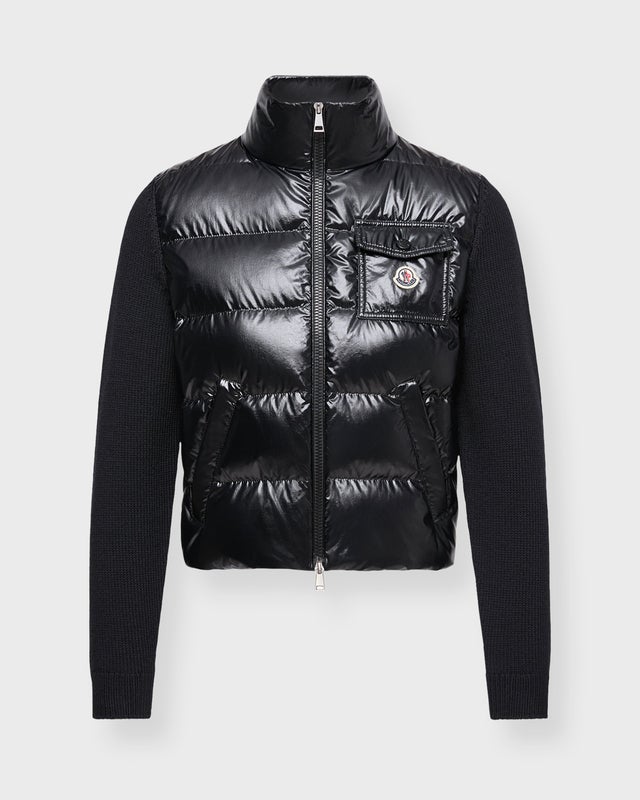 Moncler Cardigan Padded Zip-Up Wool Pocket Black L