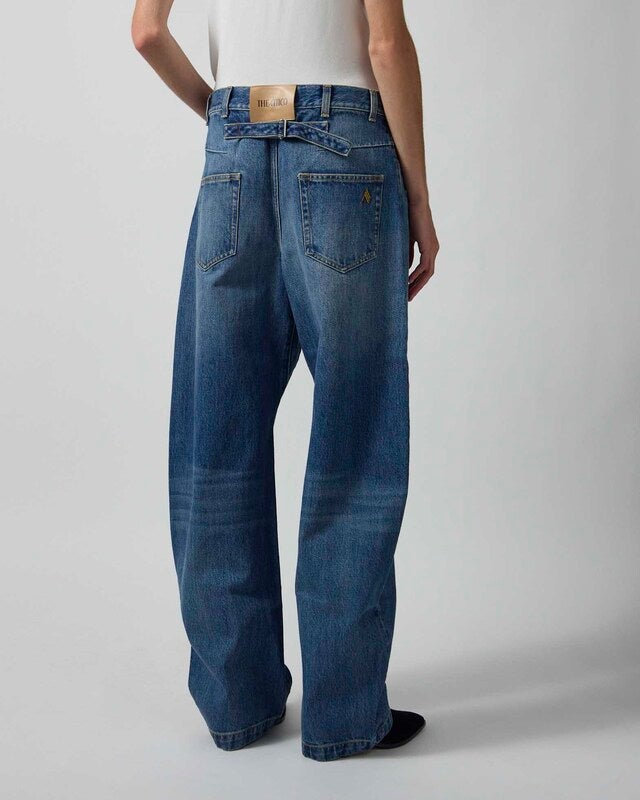 The Attico Jeans Back Buckle Strap Washed Blue 26