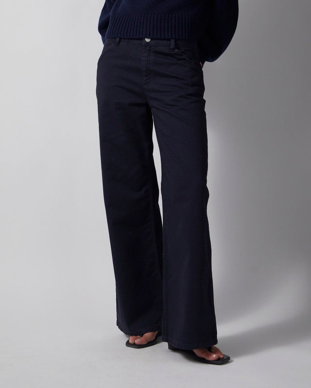 Wakakuu Icons Trousers Flared Cotton Navy S