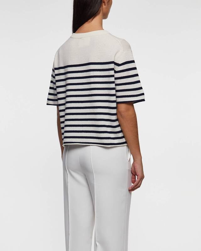 LISA YANG T-Shirt Cila Stripe Cashmere Blue/White 2 (M-L)