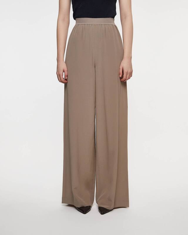 JOSEPH Trousers Hulin Crepe de Soie Silk Beige/brun FR 44 (EUR 42)