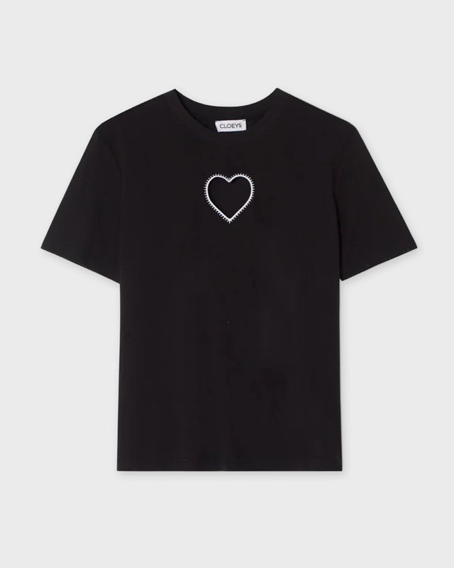 CLOEYS T-shirt heart white Black S