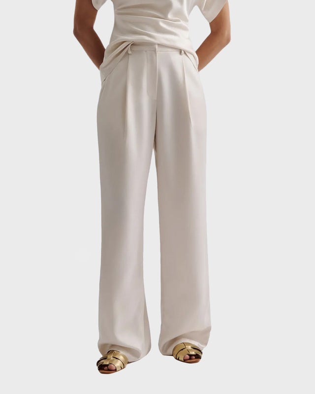 Malina Pants Sarah Elastic Waist Satin Vanilla 42