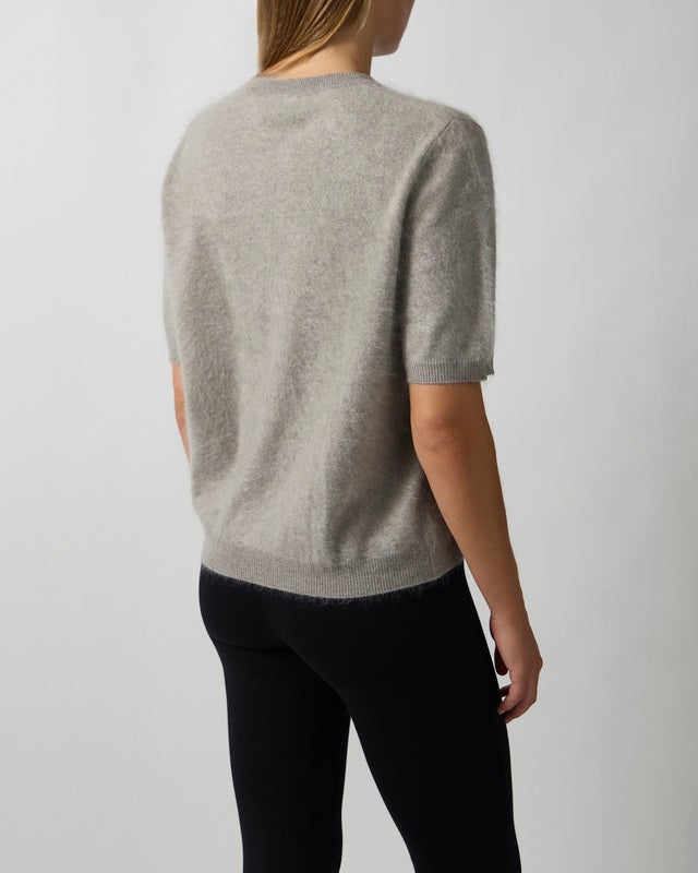 Soft Goat T-shirt Brushed Short Sleeve Greige L