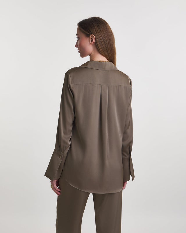 Wakakuu Icons Blouse Maria Satin Taupe L