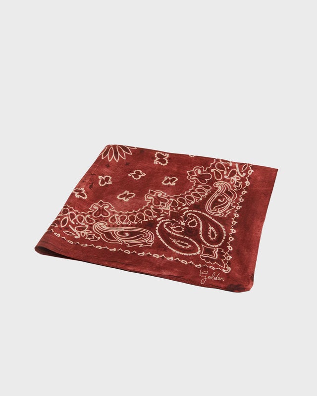 Golden Goose Deluxe Brand Scarf Foulard Paisley Print Silk Dark Red ONESIZE