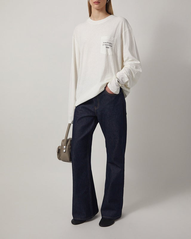 Acne Studios T-Shirt Logo Long Sleeve Relaxed White S
