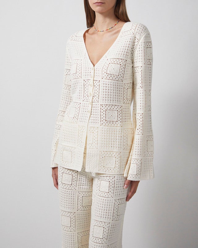 Malina Cardigan Mirella Fitted Crochet Vanilla M