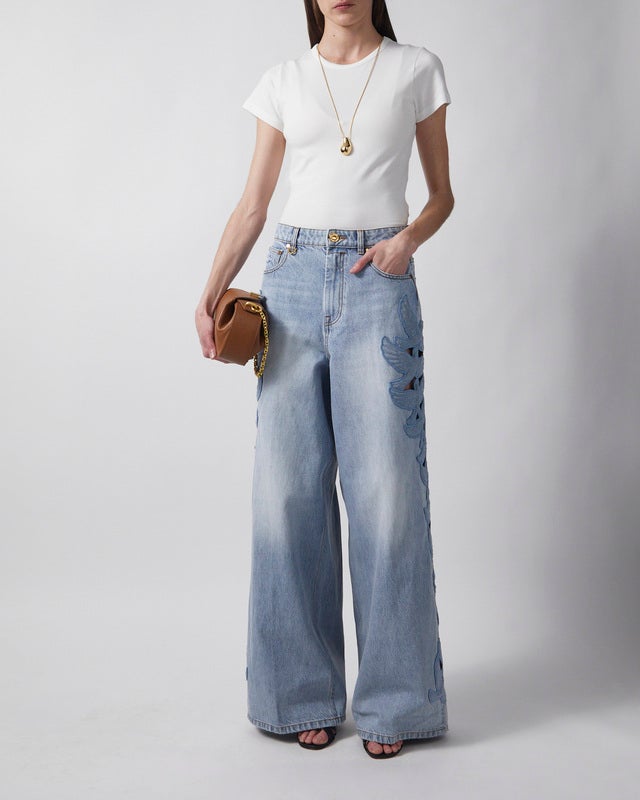 Zimmermann Jeans Alchemy Applique Relaxed Flare Blue/green 26
