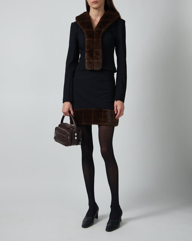 ROTATE  FAUX FUR COLLAR CARDIGAN 40