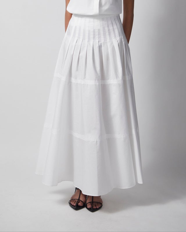 Max Mara Studio Skirt Long Cotton Poplin White IT 44 (EUR M-L)